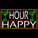 Happy Hour And Martini Glass With Orange Border Handmade Art Neon Sign