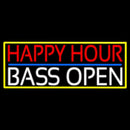 Happy Hour Bass Open With Yellow Border Handmade Art Neon Sign
