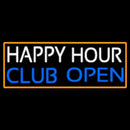 Happy Hour Club Open With Orange Border Handmade Art Neon Sign