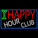 Happy Hour Club With Blue Border Handmade Art Neon Sign