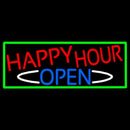 Happy Hour Open With Green Border Handmade Art Neon Sign
