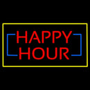Happy Hour Rectangle Yellow Handmade Art Neon Sign
