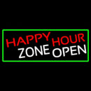 Happy Hour Zone Open With Green Border Handmade Art Neon Sign