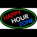 Happy Hour Zone Oval With Green Border Handmade Art Neon Sign