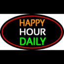 Happy Hours Daily Oval With Red Border Handmade Art Neon Sign