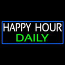 Happy Hours Daily With Blue Border Handmade Art Neon Sign