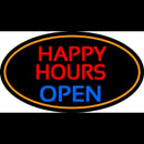 Happy Hours Open Oval With Orange Border Handmade Art Neon Sign