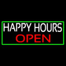 Happy Hours Open With Green Border Handmade Art Neon Sign