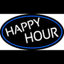 Happy Hours Oval With Blue Border Handmade Art Neon Sign
