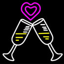 Heart With Two Wine Glass Wedding Handmade Art Neon Sign