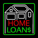 Home Loans With Home Logo And Green Border Handmade Art Neon Sign