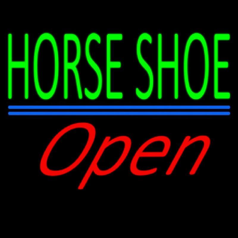 Horseshoe Open With Blue Line Handmade Art Neon Sign
