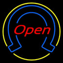 Horseshoe Open With Yellow Border Handmade Art Neon Sign
