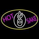 Hot Sake Oval With Yellow Border Handmade Art Neon Sign