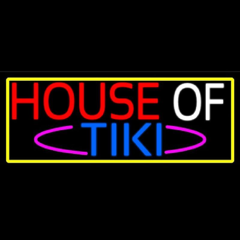 House Of Tiki With Yellow Border Handmade Art Neon Sign