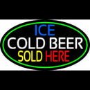 Ice Cold Beer Sold Here With Green Border Handmade Art Neon Sign