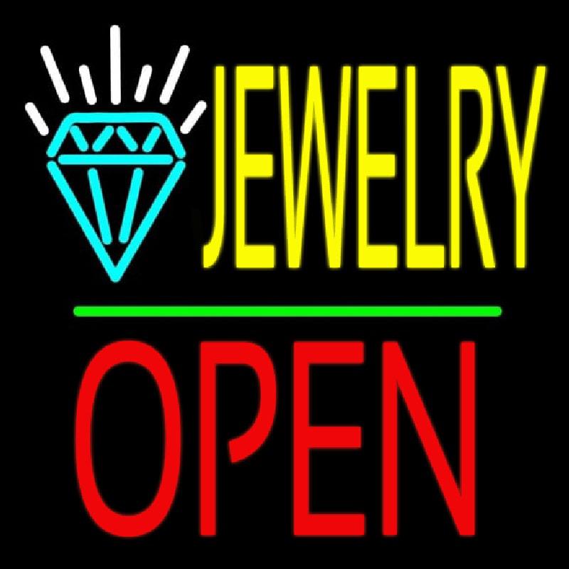 Jewelry Logo Block Open Green Line Handmade Art Neon Sign