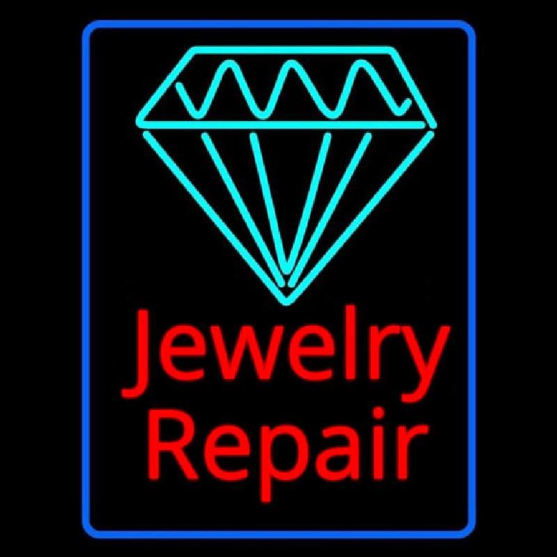 Jewelry Repair Cursive Blue Border Handmade Art Neon Sign