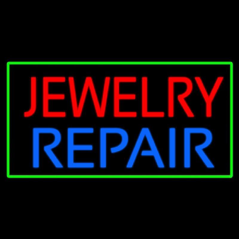 Jewelry Repair Green Rectangle Handmade Art Neon Sign