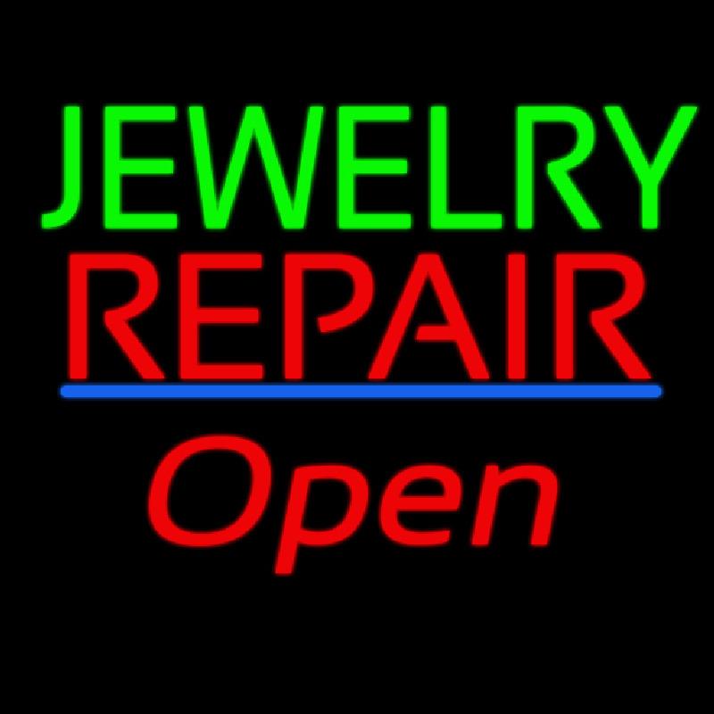 Jewelry Repair Open Blue Line Handmade Art Neon Sign