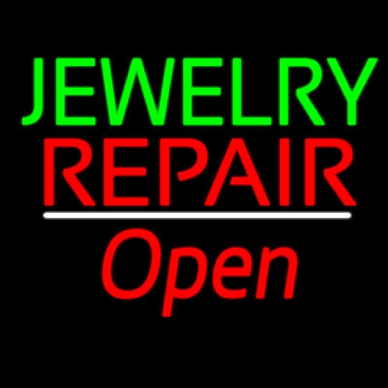 Jewelry Repair Open White Line Handmade Art Neon Sign