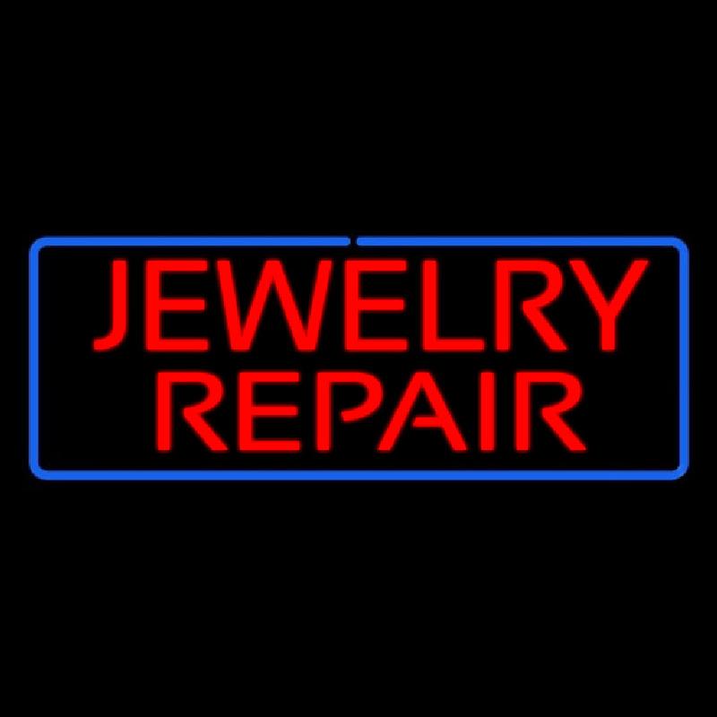 Jewelry Repair Rectangle Blue Handmade Art Neon Sign