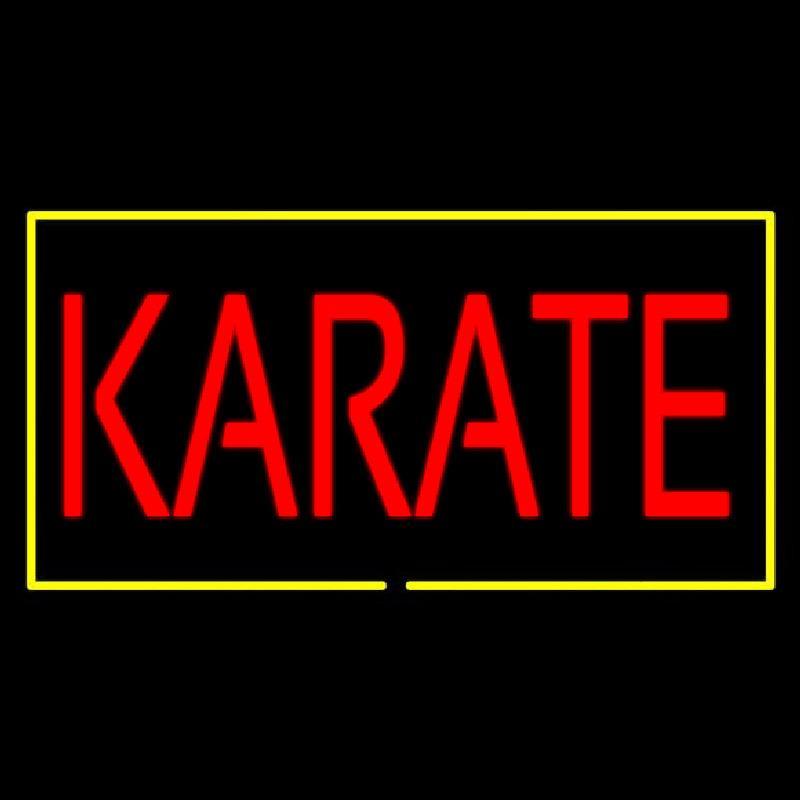 Karate Rectangle Yellow Handmade Art Neon Sign