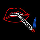 Lips Holding Cigrate Handmade Art Neon Sign