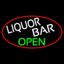 Liquor Bar Open Oval With Red Border Handmade Art Neon Sign
