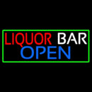 Liquor Bar Open With Green Border Handmade Art Neon Sign