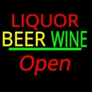 Liquor Beer Wine Cursive Open Handmade Art Neon Sign