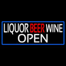 Liquor Beer Wine Open With Blue Border Handmade Art Neon Sign