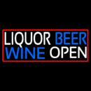 Liquor Beer Wine Open With Red Border Handmade Art Neon Sign