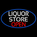 Liquor Store Open Oval With Blue Border Handmade Art Neon Sign