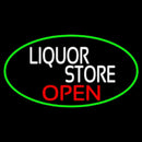 Liquor Store Open Oval With Green Border Handmade Art Neon Sign