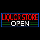 Liquor Store Open With Blue Border Handmade Art Neon Sign