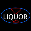 Liquor With Martini Glass Oval With Blue Border Handmade Art Neon Sign