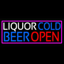Liquors Cold Beer Open With Pink Border Handmade Art Neon Sign