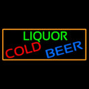 Liquors Cold Beer With Orange Border Handmade Art Neon Sign
