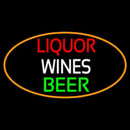 Liquors Wines Beer Oval With Orange Border Handmade Art Neon Sign