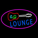 Lounge And Guitar Oval With Pink Border Handmade Art Neon Sign