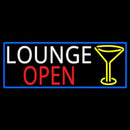 Lounge And Martini Glass Open With Blue Border Handmade Art Neon Sign