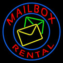 Mail Box Rental Blue Circle Handmade Art Neon Sign