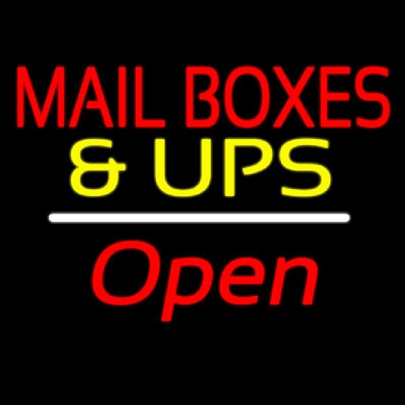 Mail Boxes And Ups Open White Line Handmade Art Neon Sign