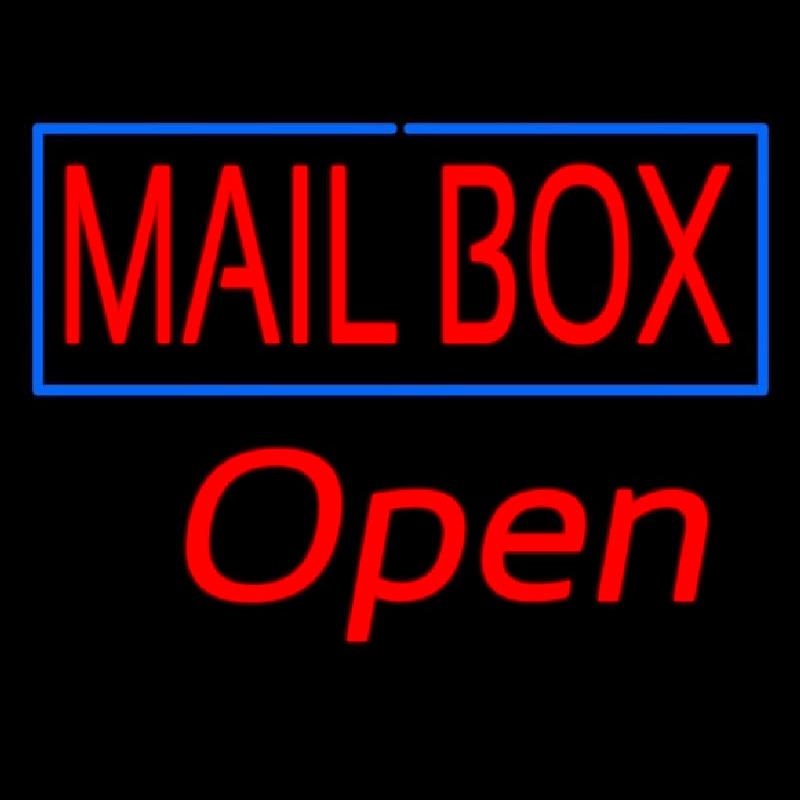 Mailbox Blue Border Open Handmade Art Neon Sign