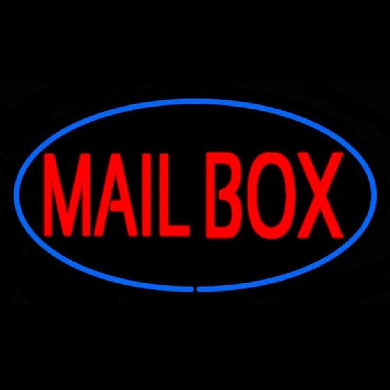 Mailbox Oval Blue Handmade Art Neon Sign