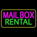 Mailbox Rental Block Yellow Border Handmade Art Neon Sign