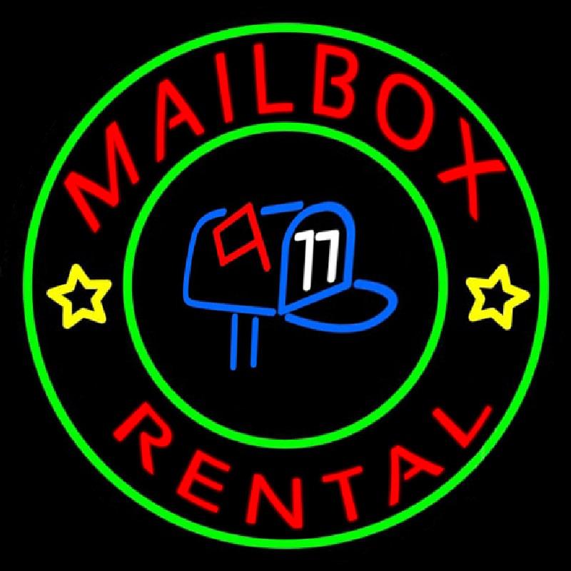Mailbox Rental Center Logo Handmade Art Neon Sign