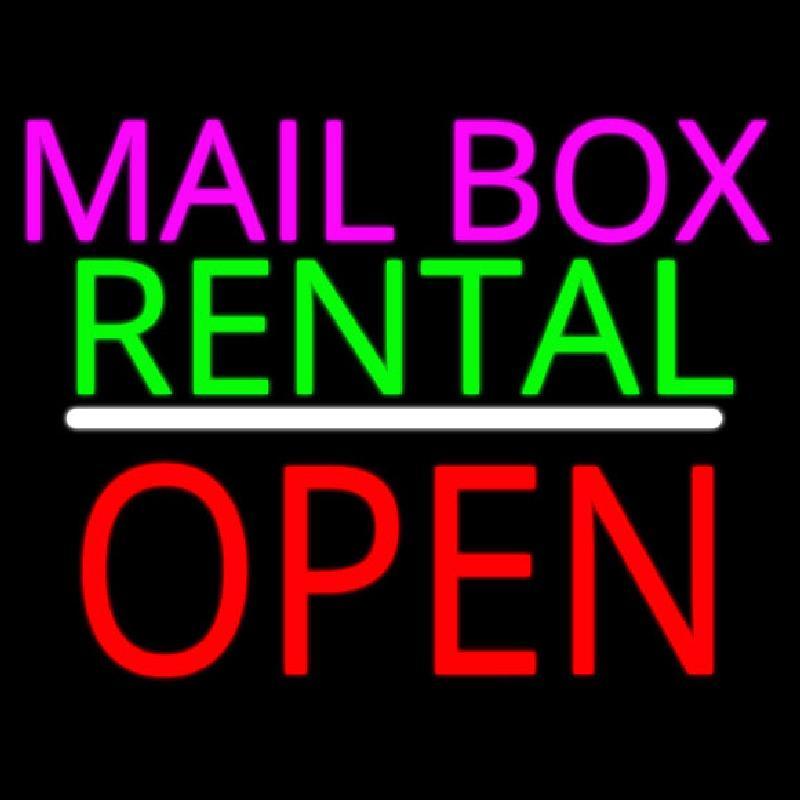 Mailbox Rental Open Block White Line Handmade Art Neon Sign
