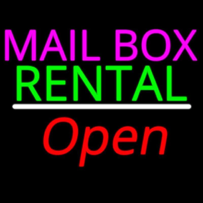 Mailbox Rental Open White Line Handmade Art Neon Sign